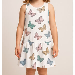 H&M Girls 6-8Y Drop Waist Butterfly Sundress 100% Cotton